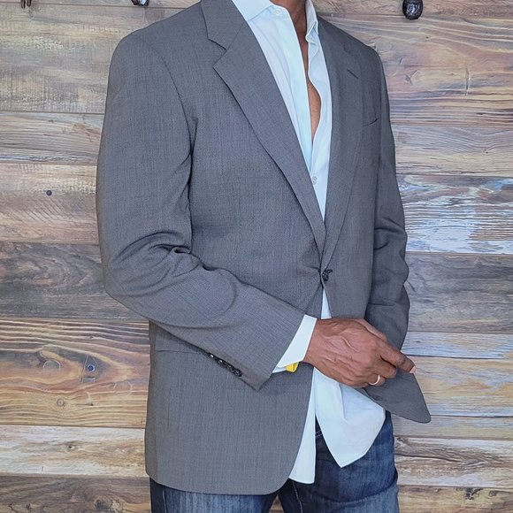 Hickey Freeman 100% Wool Gray Geometric Blazer Sport Jacket Size 39R - Picture 5 of 12